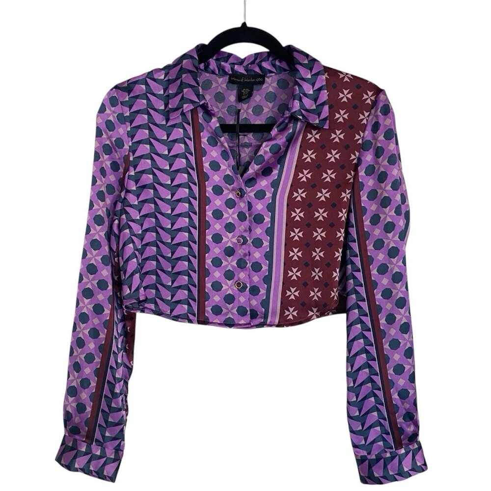 House of Harlow 1960 Geometric Pattern Cropped Blouse